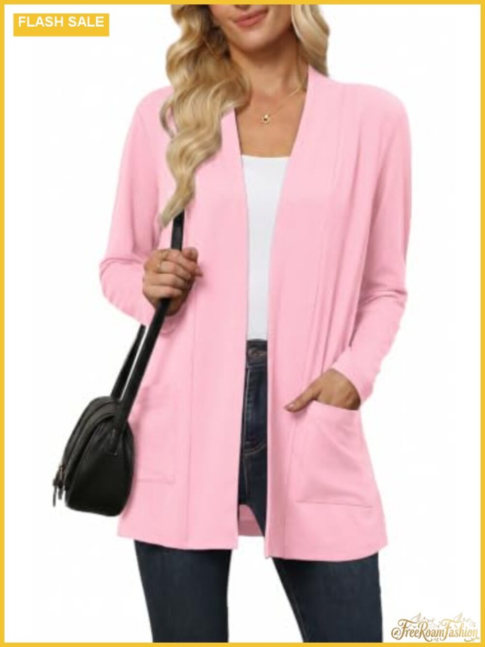Women's Lightweight Open Front Cardigan Long Sleeve with Pockets
